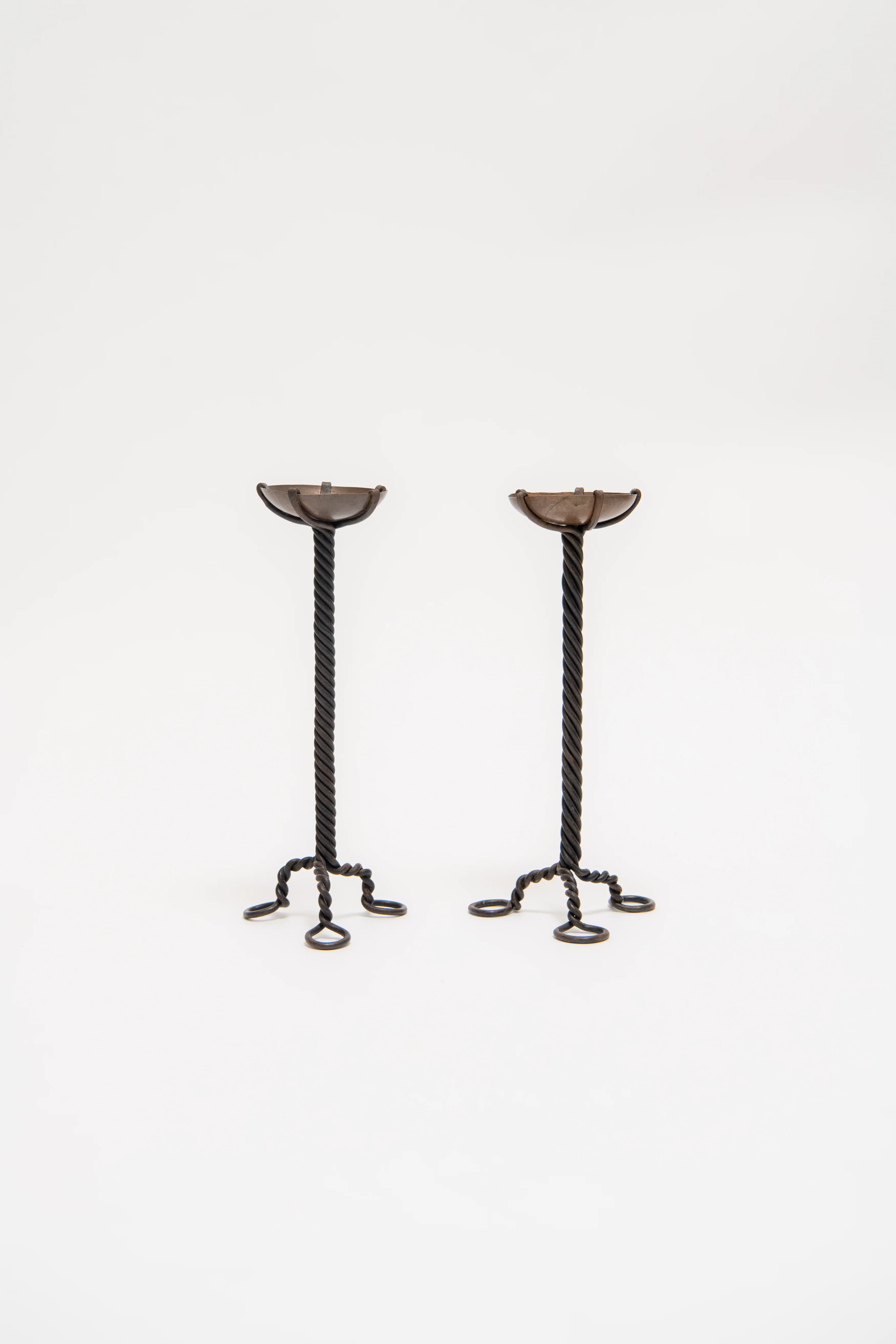 ANONYMOUS, PAIR OF METAL CANDLESTICKS, C. 1950