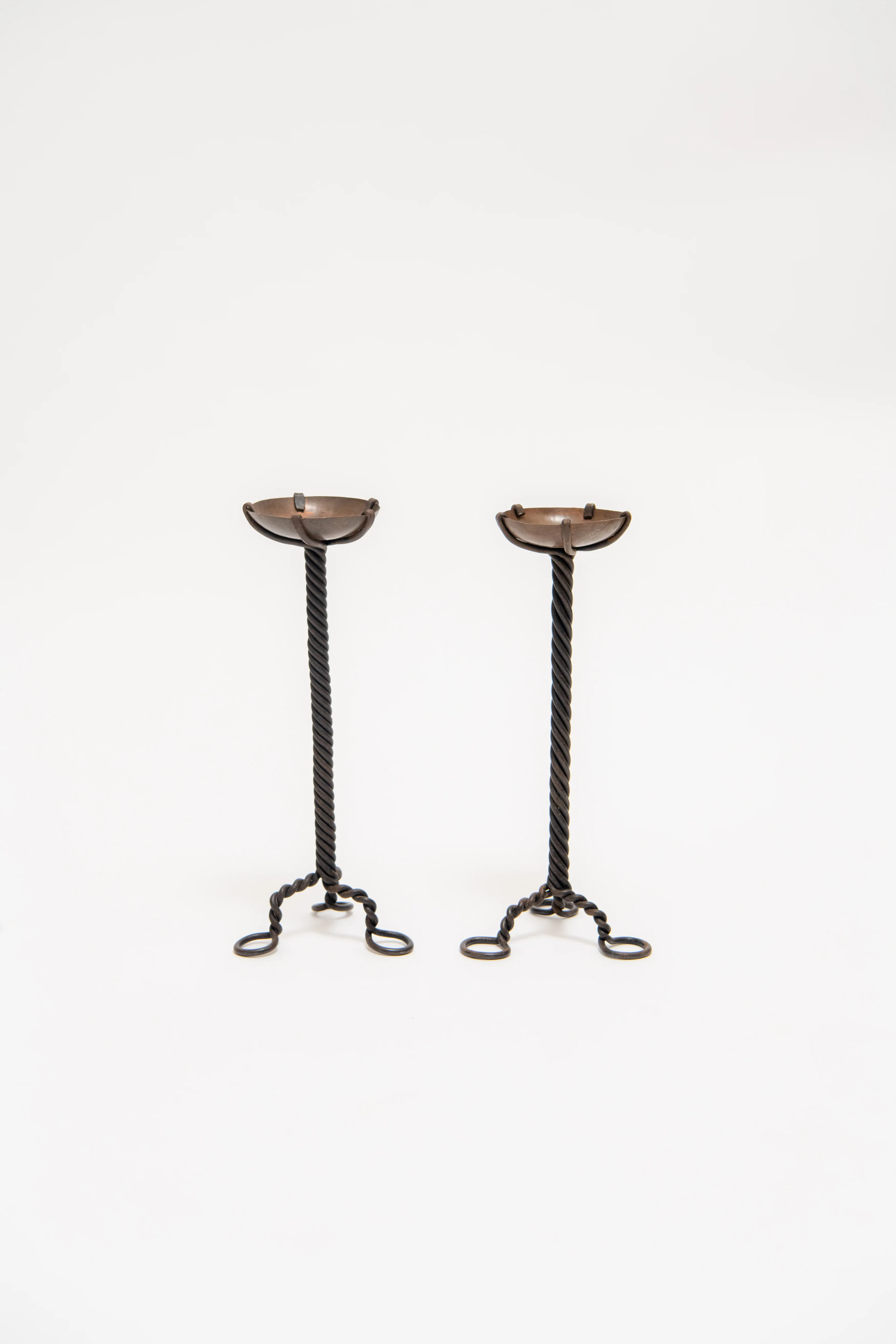 ANONYMOUS, PAIR OF METAL CANDLESTICKS, C. 1950 - Image 2