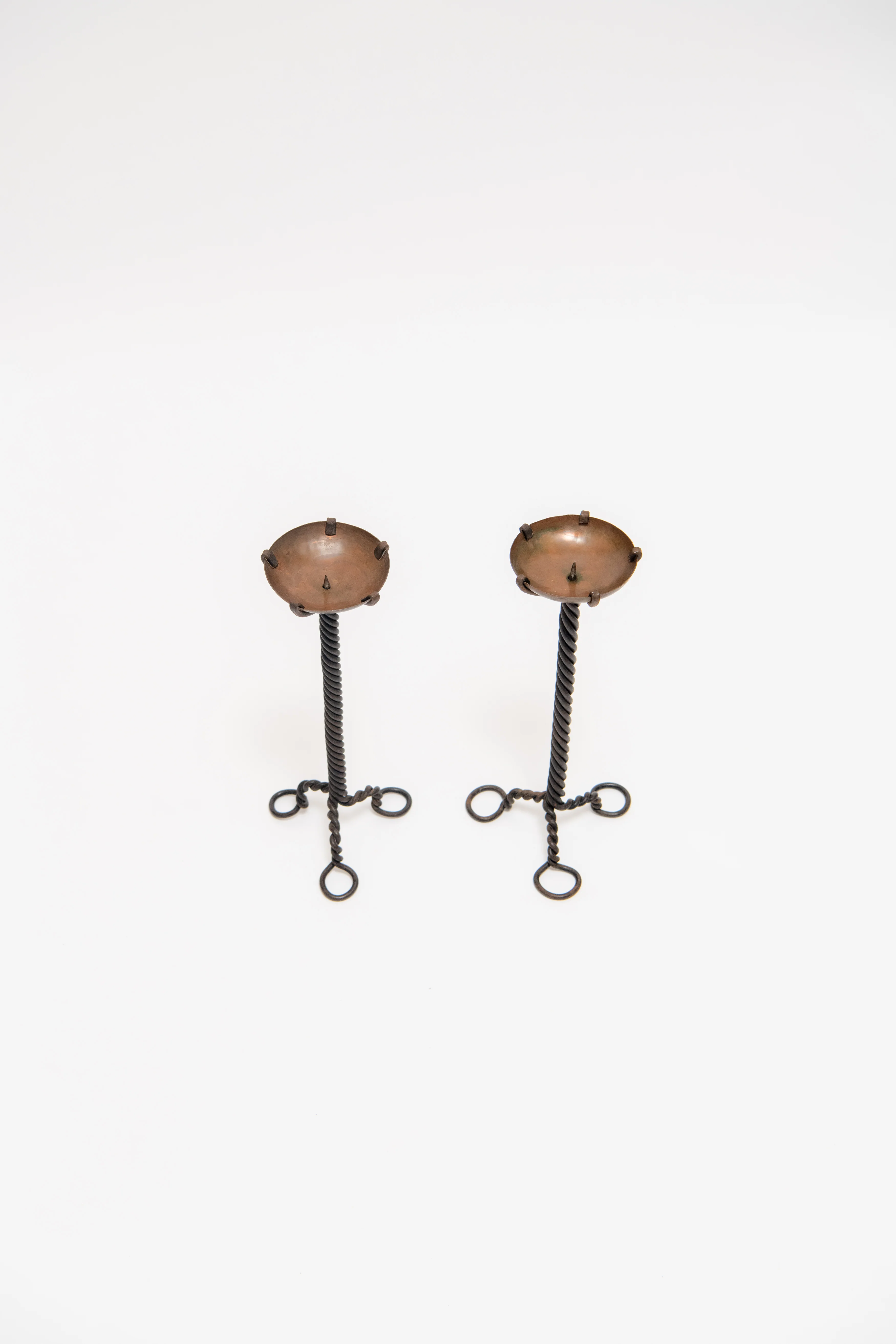 ANONYMOUS, PAIR OF METAL CANDLESTICKS, C. 1950 - Image 3