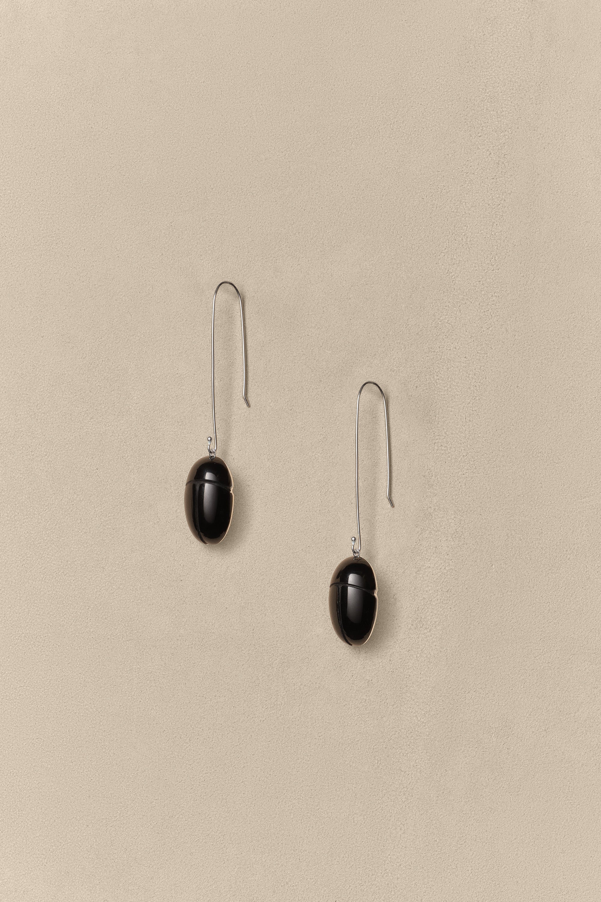 Scarab Drop Earrings in Onyx - Image 3