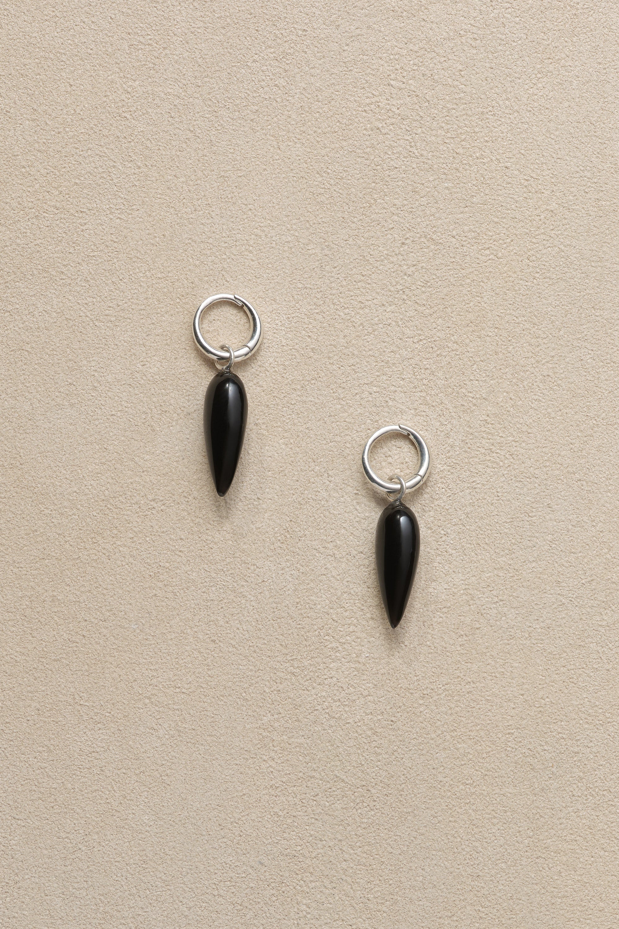 Tiny Spear Hoops in Onyx
